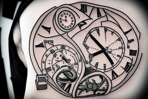 Sand clock running from his problems tattoo idea