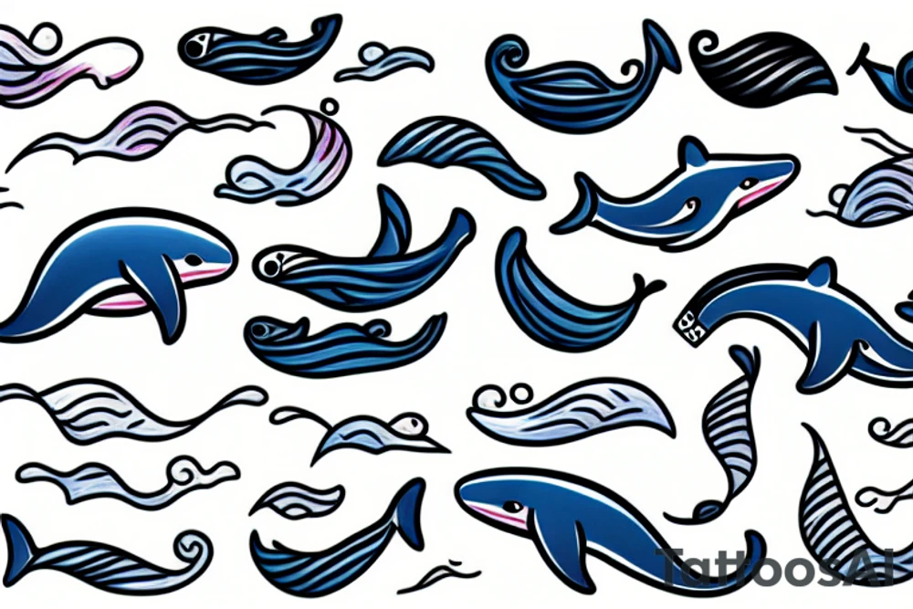 Whale with Waves tattoo idea