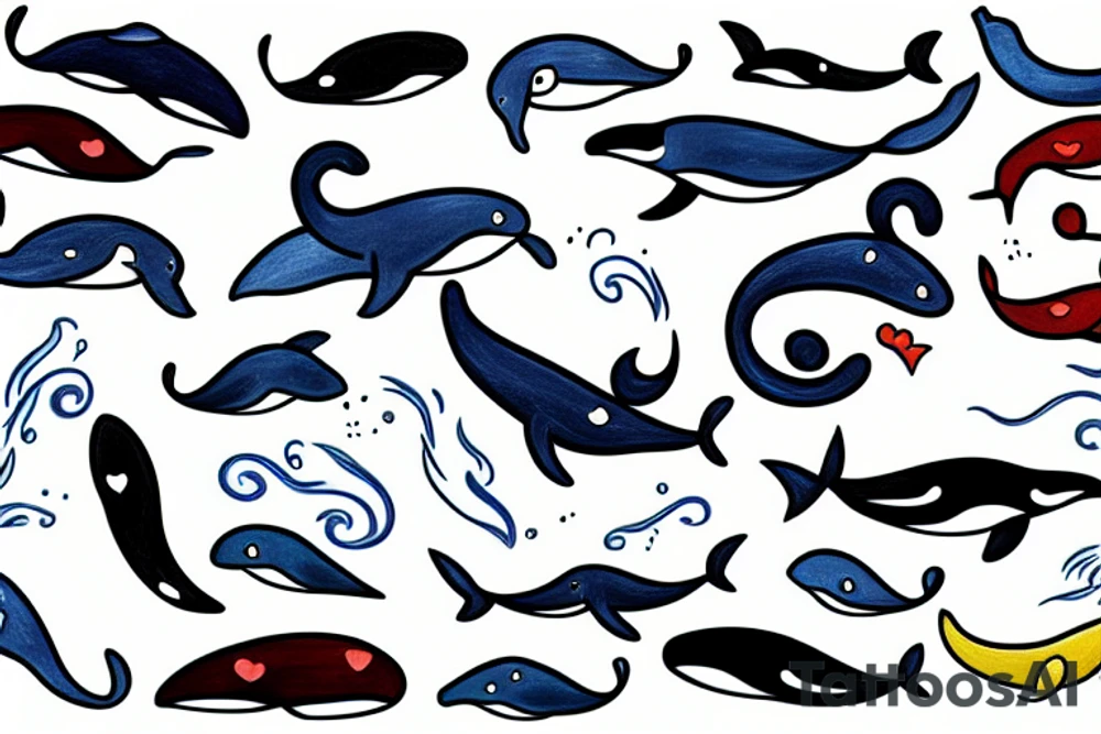 Whale with Waves tattoo idea