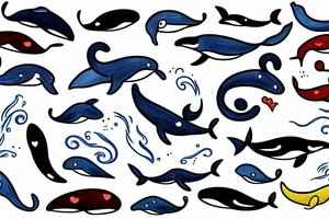 Whale with Waves tattoo idea