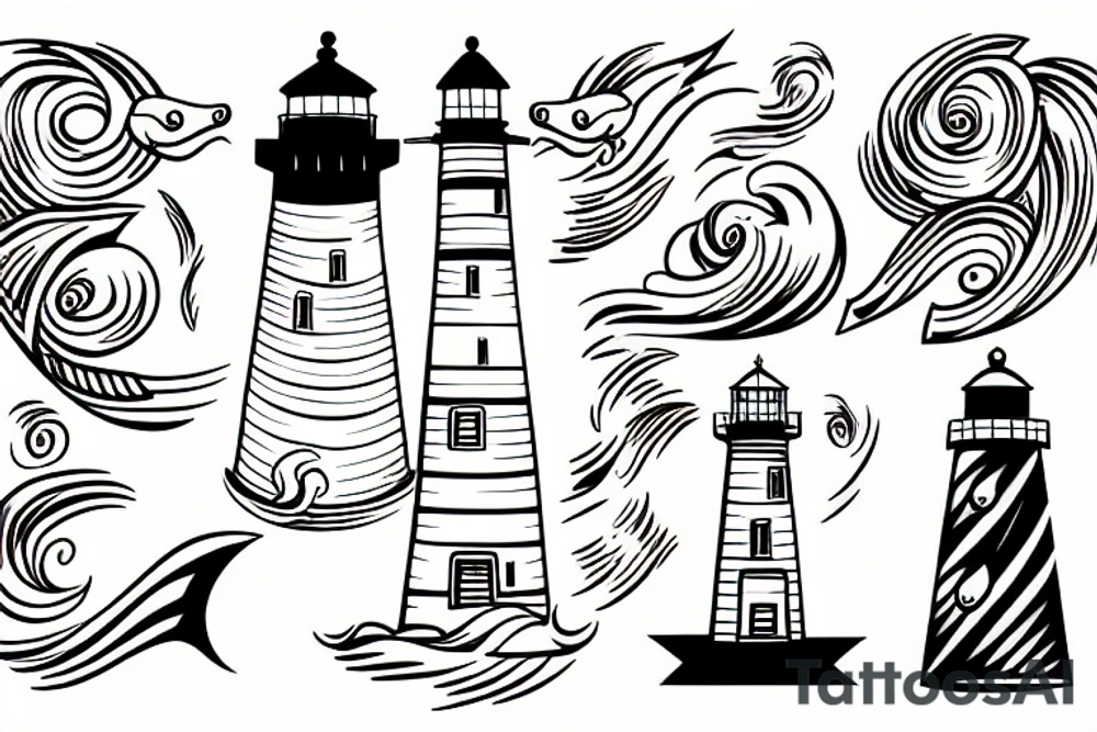 Lighthouse with waves tattoo idea