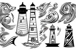Lighthouse with waves tattoo idea