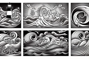 Lighthouse with waves tattoo idea