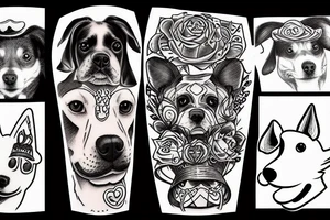 Black and white dog with evil hat tattoo idea