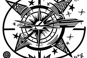sagittarius with compass and stars tattoo idea