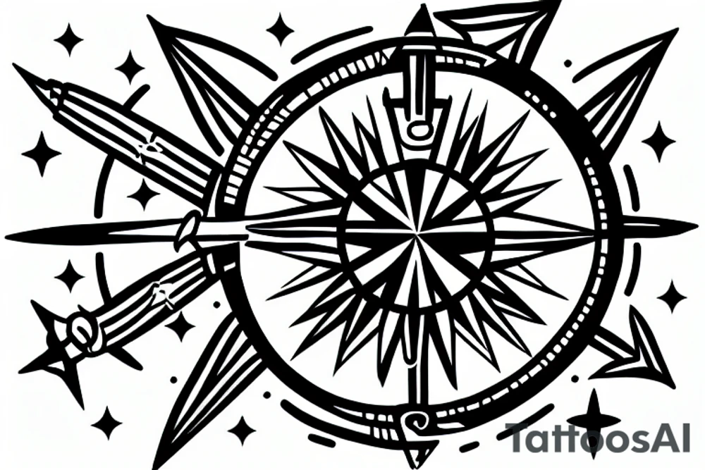 sagittarius with compass and stars tattoo idea