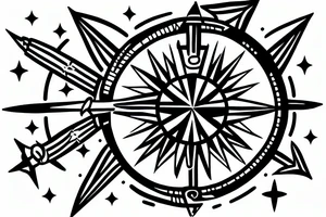 sagittarius with compass and stars tattoo idea