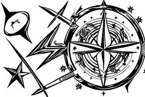 sagittarius sign with stars and compass tattoo idea