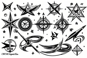 sagittarius sign with stars and compass tattoo idea