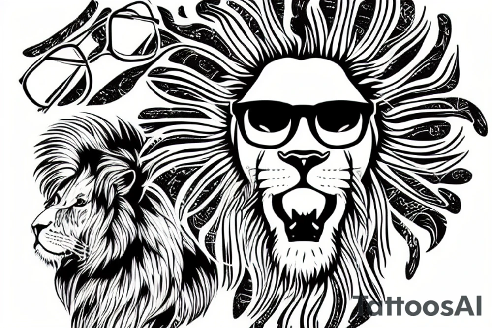 lion with glasses and a sweater tattoo idea