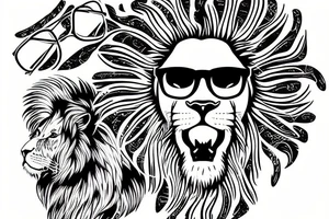 lion with glasses and a sweater tattoo idea