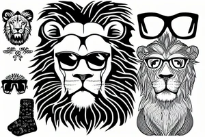 lion with glasses and a sweater tattoo idea