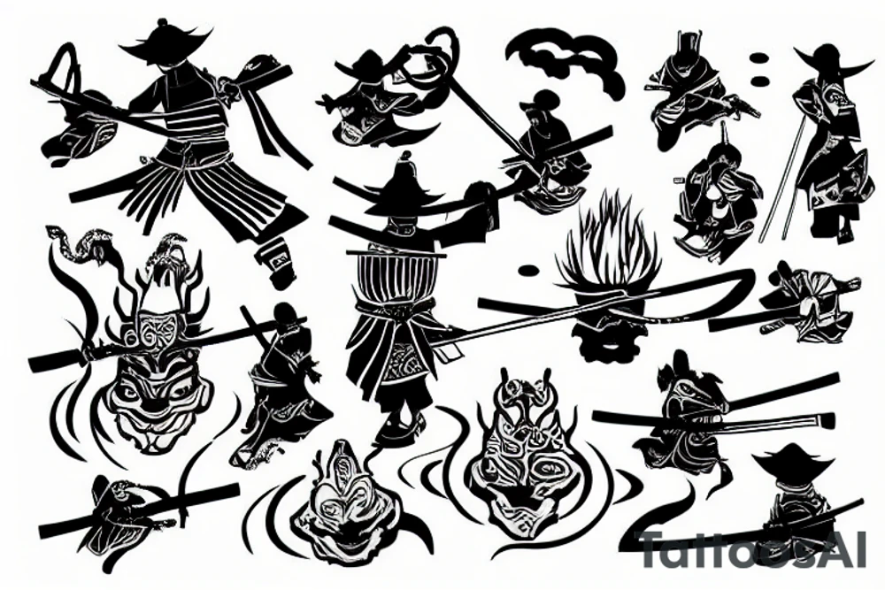 Samurai with Japanese sunrise tattoo idea