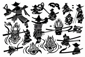 Samurai with Japanese sunrise tattoo idea