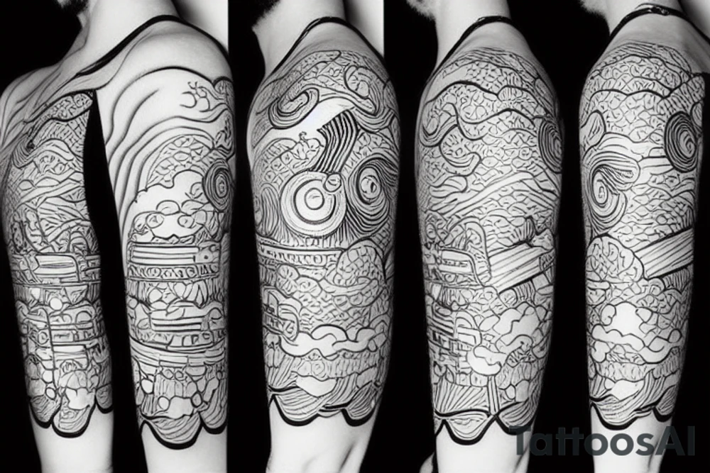 Samurai with Japanese sunrise tattoo idea
