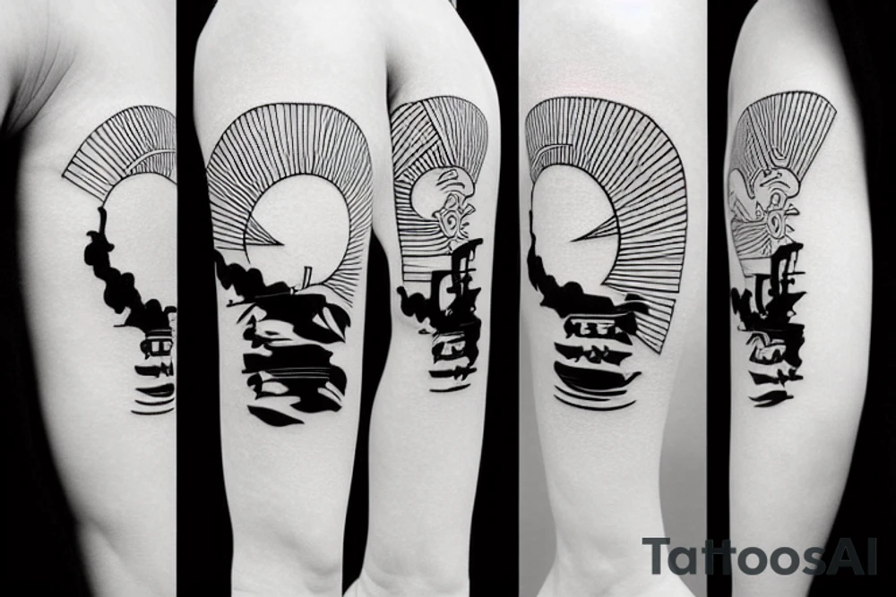 Samurai with Japanese sunrise in the background tattoo idea Samurai with Japanese sunrise in the background tattoo idea