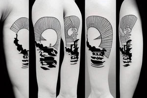 Samurai with Japanese sunrise in the background tattoo idea
