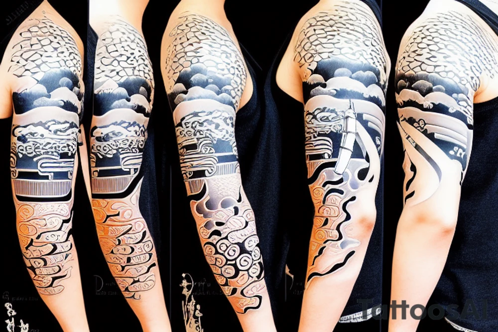 Samurai with Japanese sunrise in the background tattoo idea