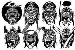 Samurai warrior and sunrise tattoo idea