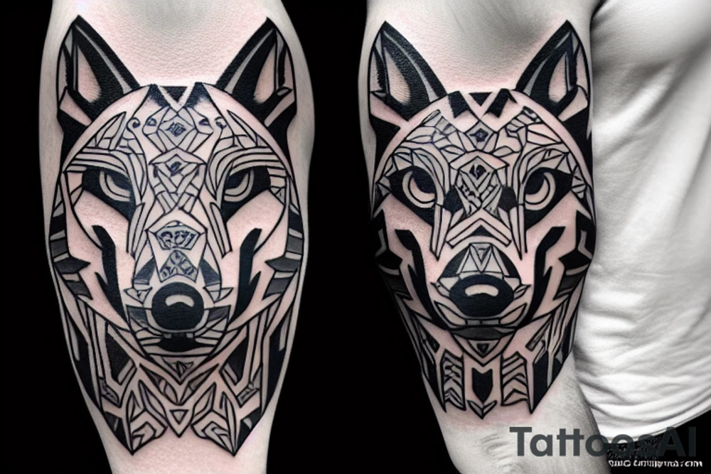 wolf carrying a p90 submachine gun tattoo idea