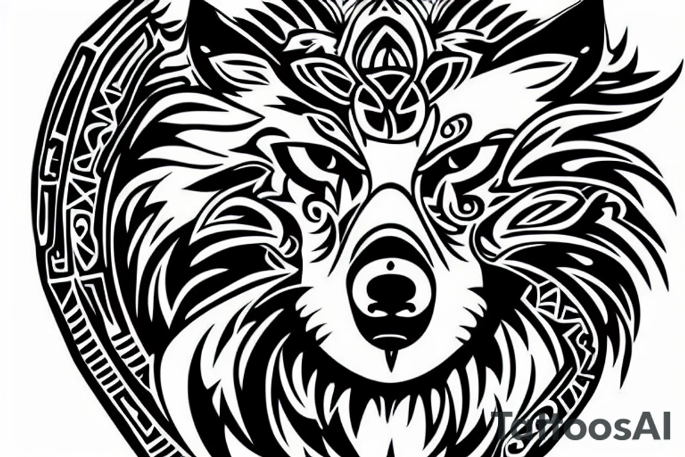 wolf carrying a p90 submachine gun tattoo idea