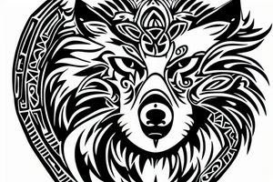 wolf carrying a p90 submachine gun tattoo idea