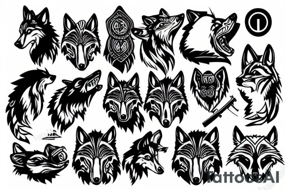 wolf with a p90 gun tattoo idea