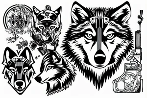 wolf with a p90 gun tattoo idea