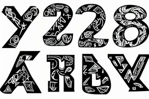 Bold V letter in a rectangle tattoo idea