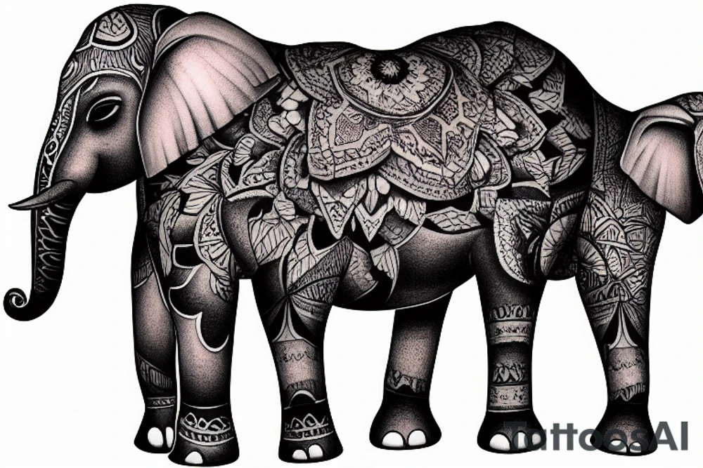 A family of elephants, a dad, mom and two daughters tattoo idea