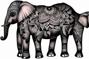 A family of elephants, a dad, mom and two daughters tattoo idea