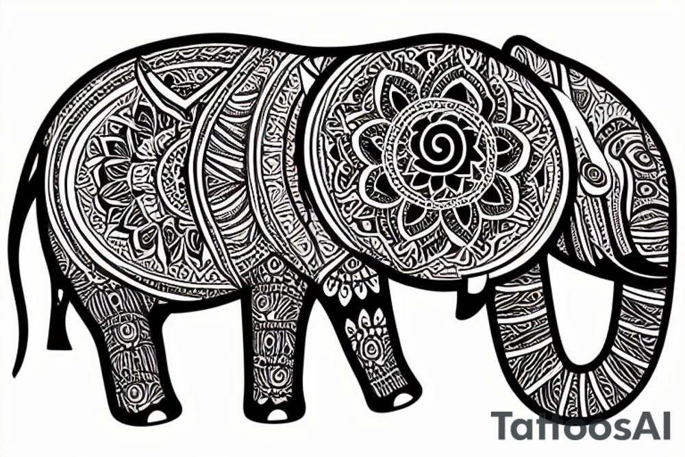 An elephant with a mandala tattoo idea