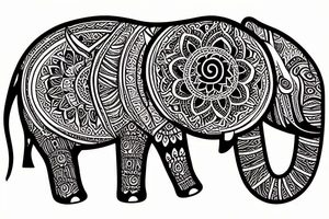 An elephant with a mandala tattoo idea
