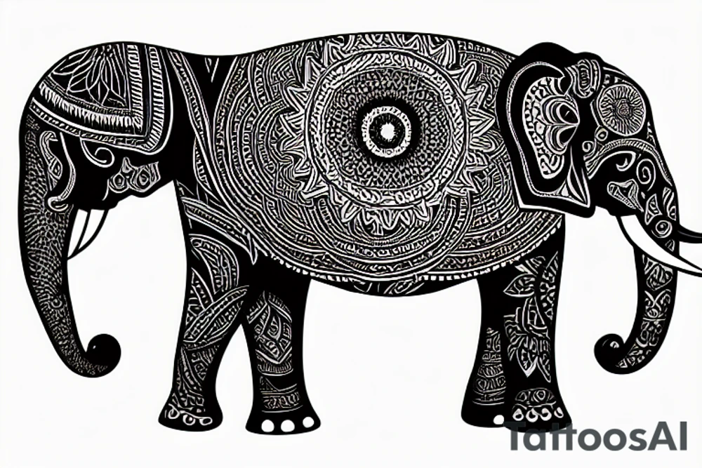 An elephant with a mandala tattoo idea