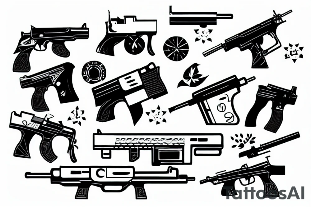 gun and shield tattoo idea