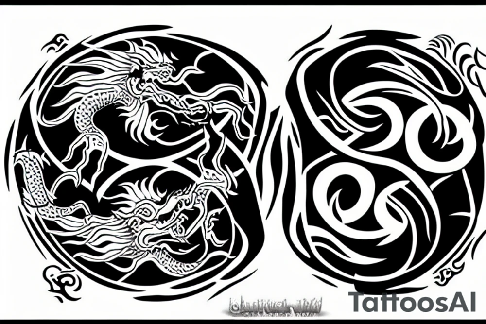 dragon and tiger in a yin yang symbol tattoo idea