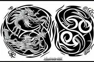 dragon and tiger in a yin yang symbol tattoo idea