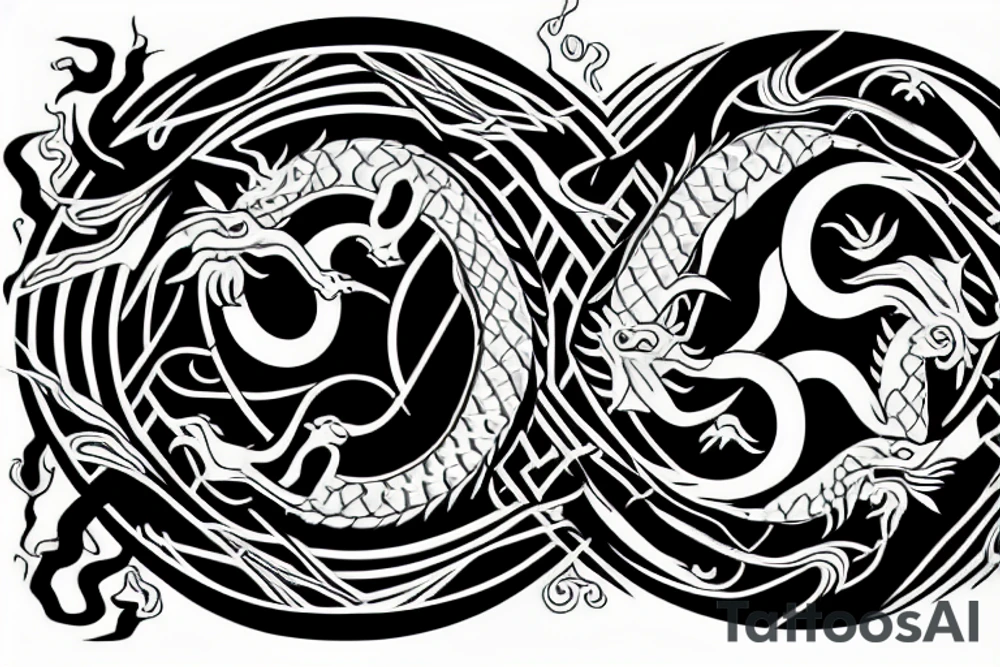 dragon and tiger in a yin yang symbol tattoo idea