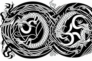 dragon and tiger in a yin yang symbol tattoo idea