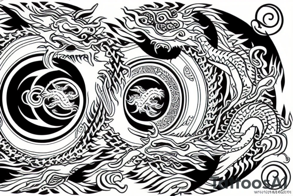dragon and tiger in a yin yang symbol tattoo idea