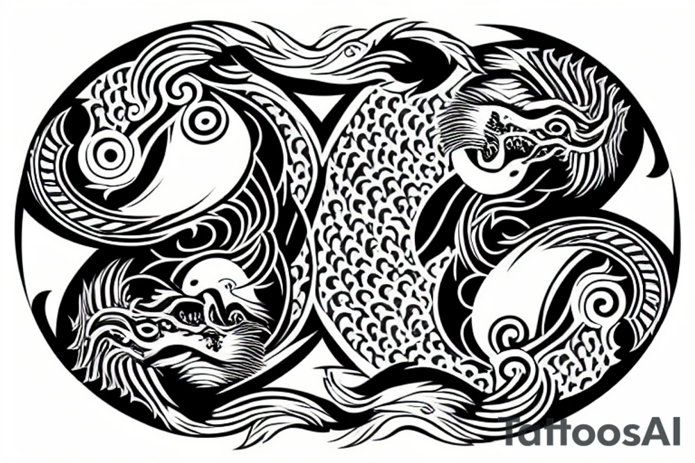 dragon and tiger circling a yin yang tattoo idea