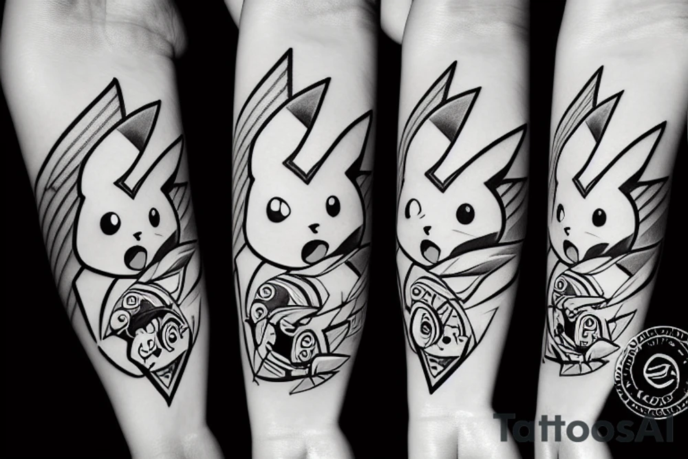 pikachu on the phone tattoo idea