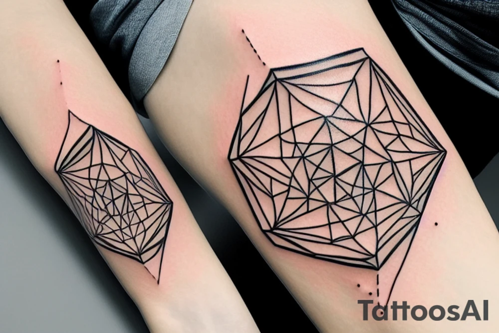 Hexagon picture frame with a mountain vista and beautiful sunset, running trail, field of roses. tattoo idea