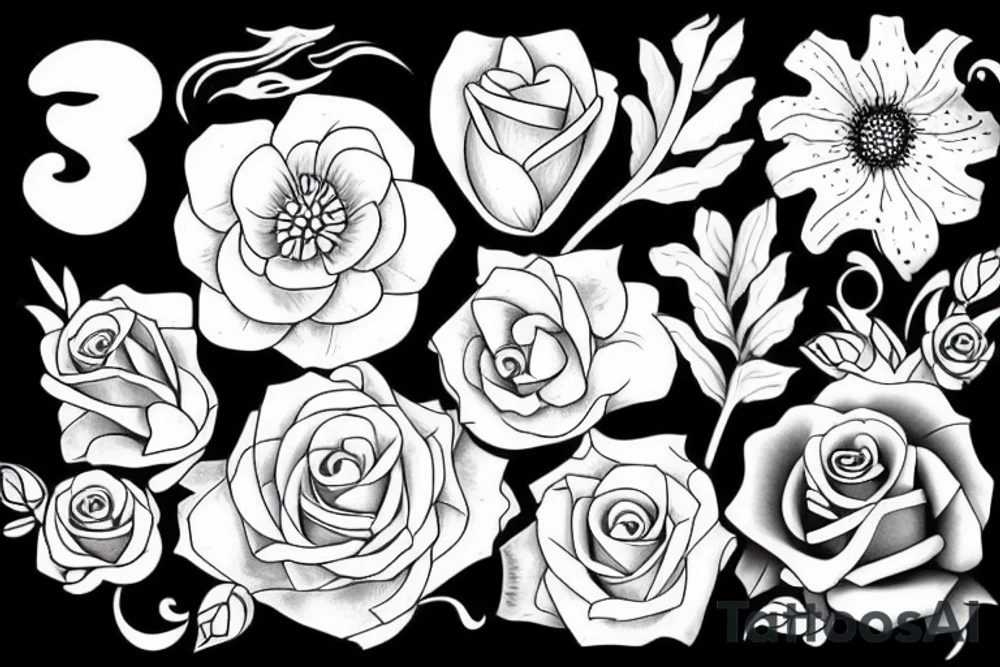 Baby steps and flowers tattoo idea