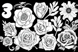Baby steps and flowers tattoo idea