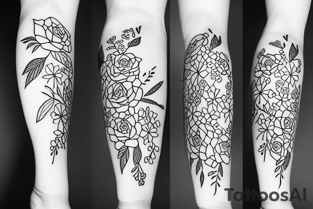Baby steps and flowers tattoo idea