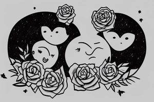Girl & Boy kissing each other in a dark moonlight. tattoo idea