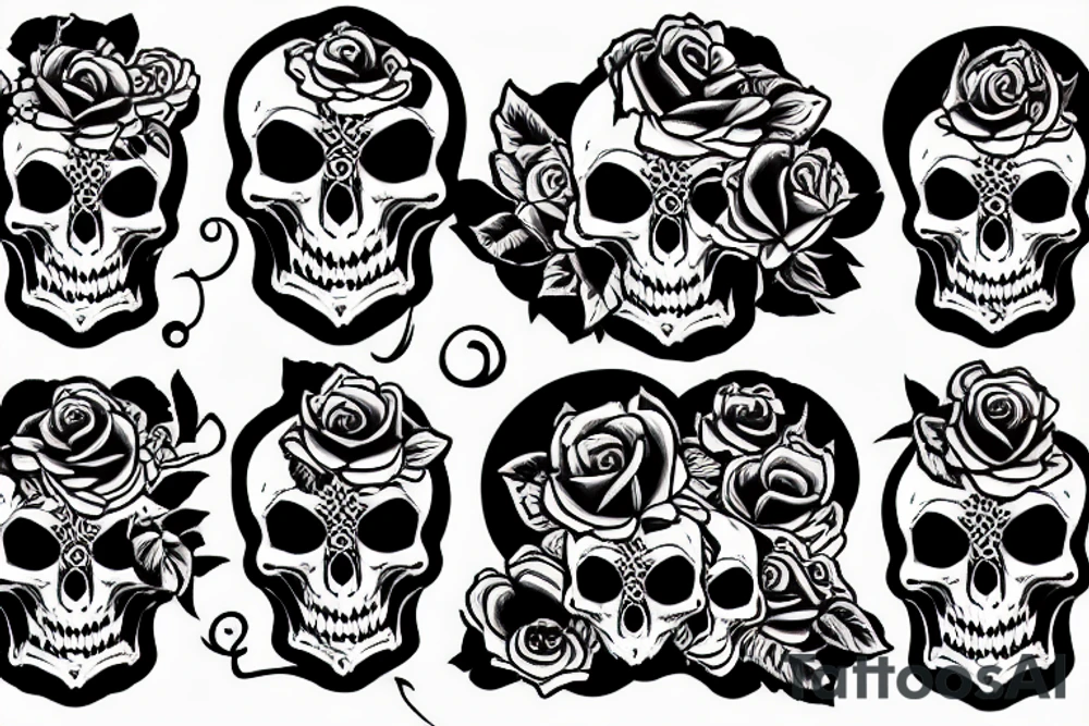 Skull with roses tattoo idea