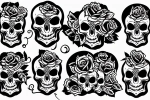 Skull with roses tattoo idea
