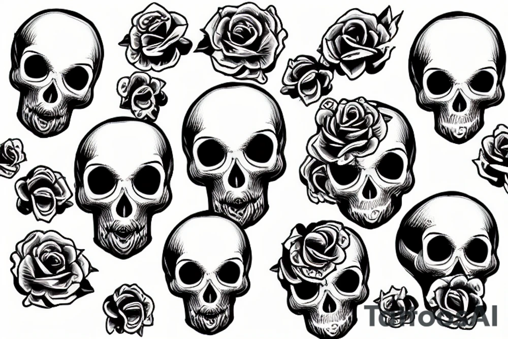 Skull with roses tattoo idea